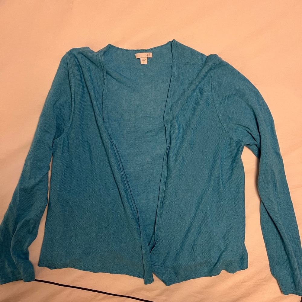 J. Jill Teal Open-Front Cardigan